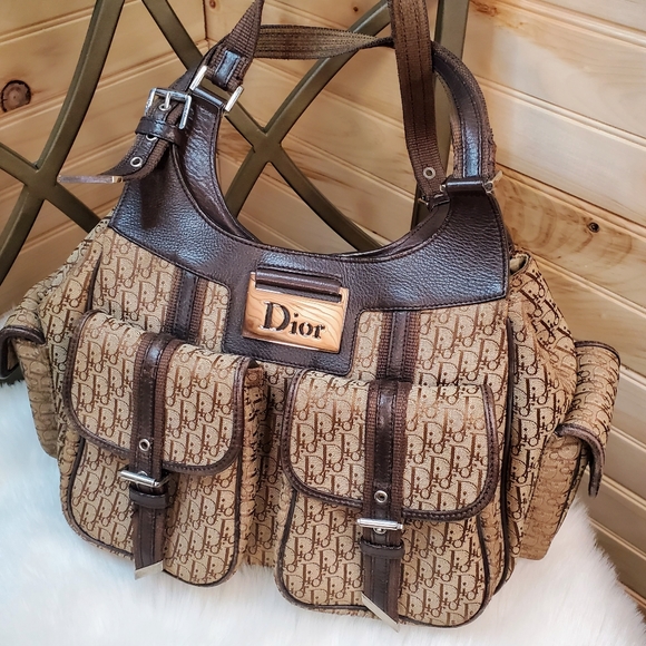 Dior - Authenticated Street Chic Hobo Handbag - Leather Brown for Women, Good Condition